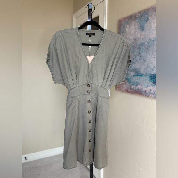 Quince Dresses & Skirts - New Quince Vintage Wash Tencel Button Front Dress in Olive Women’s Small
